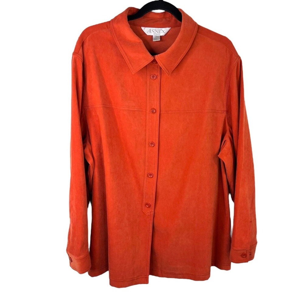 Casual Corner Annex Sz 2X Suede Blouse Jacket Orange Button Detailing EUC